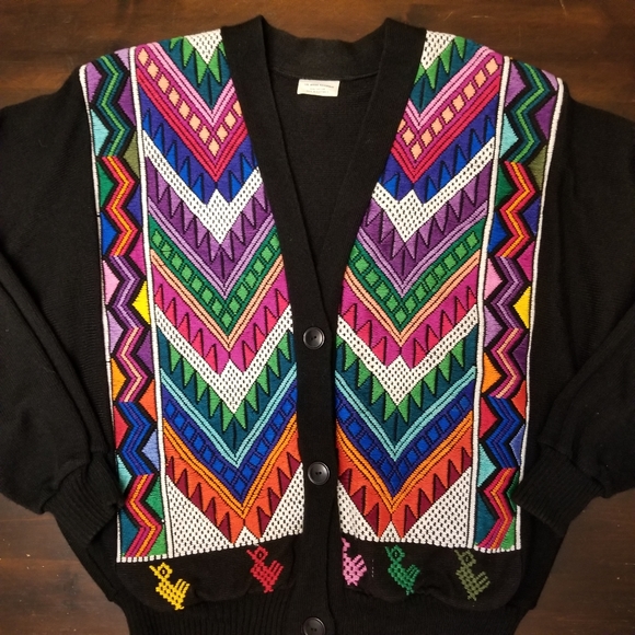 Los Riscos Artesanias Multi Colored duck Cardigan, size Large - Picture 9 of 9